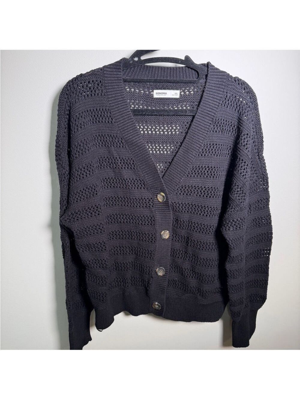 Sonoma Black Button Up Cardigan Sweater Women's XXL